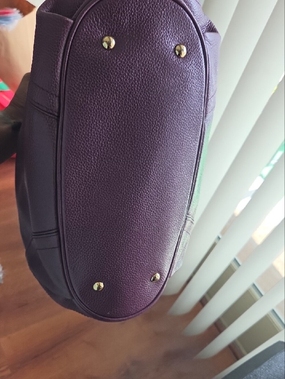 MCM Plum Drawstring Tote with Gold-Tone Hardware - Picture 14 of 15